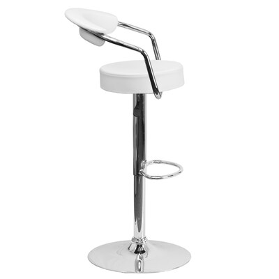 Flash Furniture Contemporary Vinyl Adjustable Height Barstool with Back, White (CHTC31060WH)