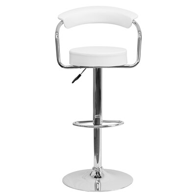 Flash Furniture Contemporary Vinyl Adjustable Height Barstool with Back, White (CHTC31060WH)