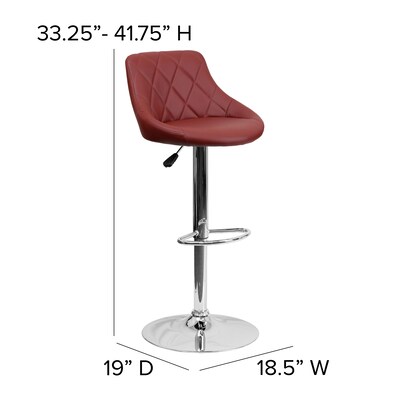 Flash Furniture Contemporary Vinyl Adjustable Height Barstool with Back, Burgundy (CH82028ABURG)