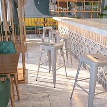 Flash Furniture Kai Industrial Galvanized Steel Barstool without Back, Silver (CH3132030SIL)