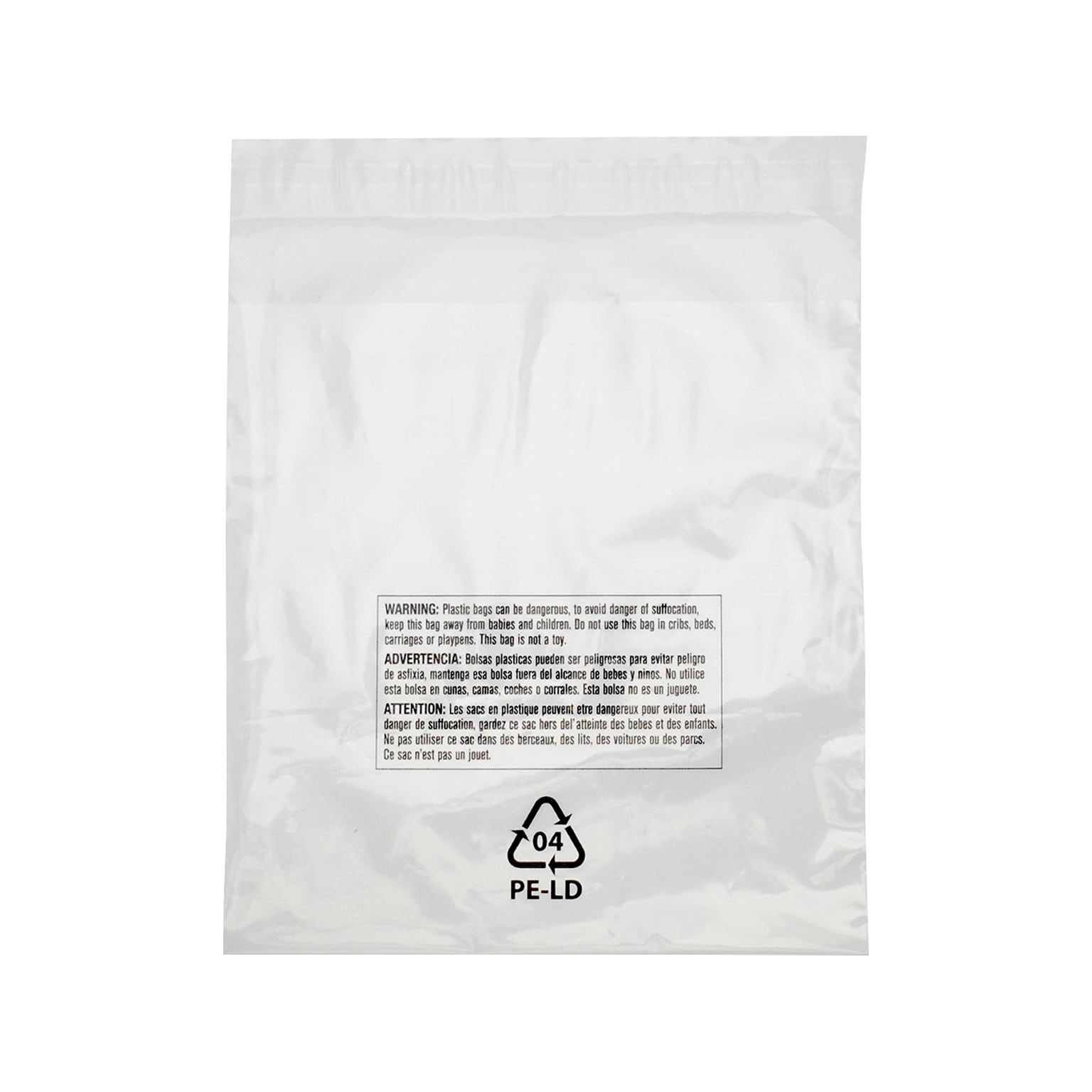 12 x 18 Lip & Tape Reclosable Suffocation Warning Poly Bags, 1.5 Mil, Clear, 1000/Carton (PMR121815)