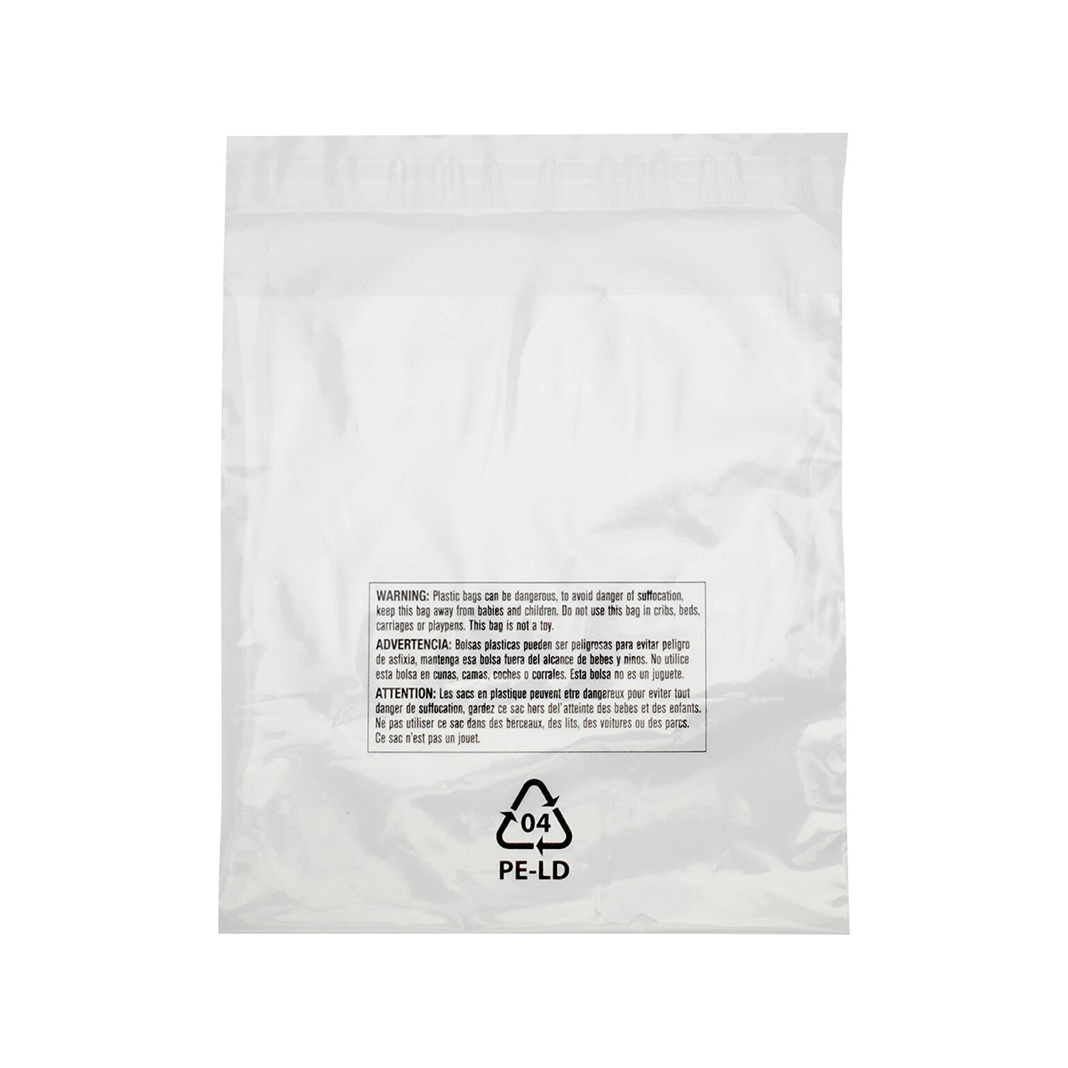 9 x 12 Lip & Tape Reclosable Suffocation Warning Poly Bags, 1.5 Mil, Clear, 1000/Carton (16215)