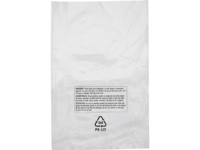 Laddawn 10 x 15 Suffocation Warning Layflat Poly Bags, 2 Mil, Clear, 1000/Carton (16115)