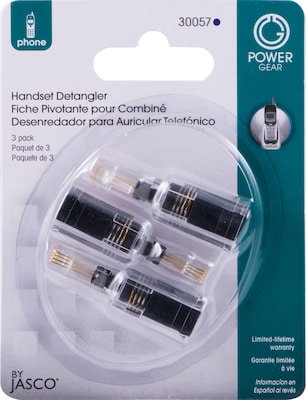 Power Gear Telephone Cord Detangler, Black, 3/Pack (30057/86375)