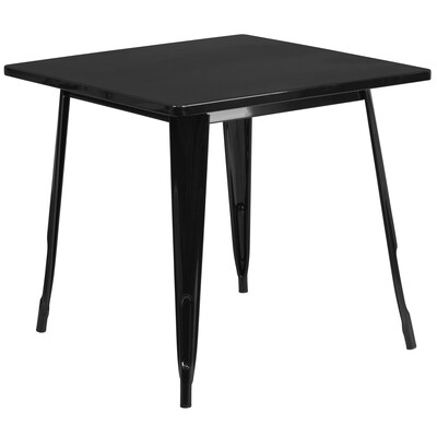Flash Furniture 31.5 Square Black Metal Indoor-Outdoor Table (ET-CT002-1-BK-GG)