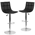 Flash Furniture Black Quilted Vinyl Adjustable Height Barstool with Chrome Base, Set of 2 (2-CH-92026-1-BK-GG)