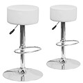 Flash Furniture White Vinyl Adjustable Height Barstool with Chrome Base, Set of 2 (2-CH-82056-WH-GG)