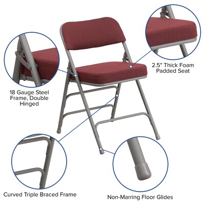 Flash Furniture HERCULES Series Fabric Folding Chair, Burgundy, 2/Pack (2AWMC320AFBG)