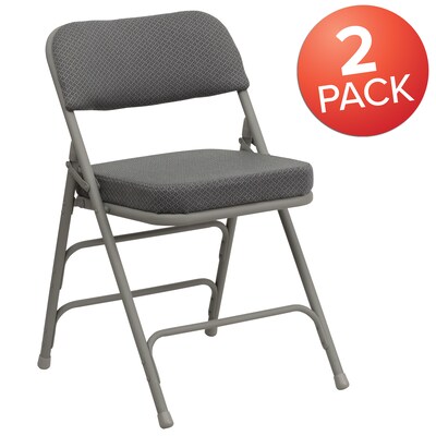 Flash Furniture HERCULES Series Fabric Folding Chair, Gray, 2/Pack (2HAMC320AFGRY)