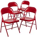 Flash Furniture HERCULES Series Metal Folding Chair, 4/Pk (4BDF002RED)