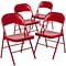 Flash Furniture HERCULES Series Metal Folding Chair, 4/Pk (4BDF002RED)