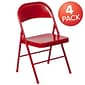 Flash Furniture HERCULES Series Metal Folding Chair, 4/Pk (4BDF002RED)