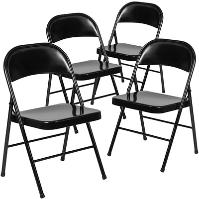 Flash Furniture HERCULES Series Metal Folding Chair, 4/Pk (4BDF002BK)