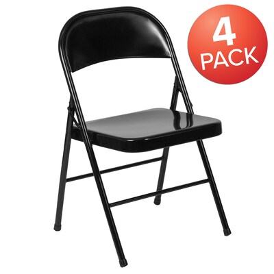 Flash Furniture HERCULES Series Metal Folding Chair, 4/Pk (4BDF002BK)