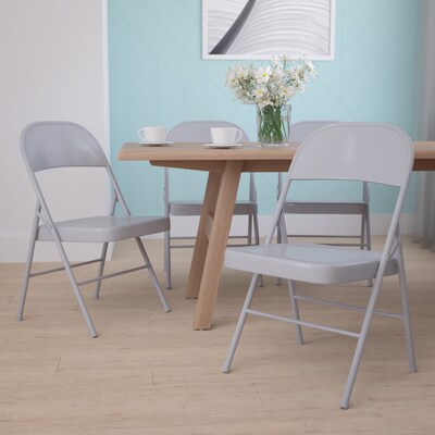 Flash Furniture HERCULES Series Metal Folding Chair, Gray (BDF002GY)