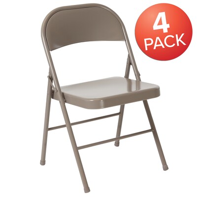 Flash Furniture HERCULES Series Metal Folding Chair, Gray, 4/Pk (4BDF002GY)