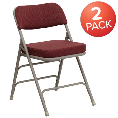 Flash Furniture HERCULES Series Fabric Folding Chair, Burgundy, 2/Pack (2HAMC320AFBY)