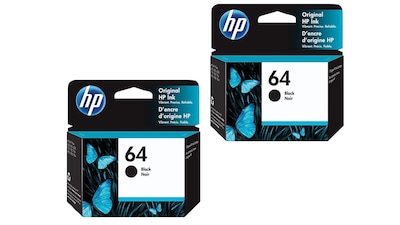 HP 64 Black Standard Yield Ink Cartridges, 2/Pack