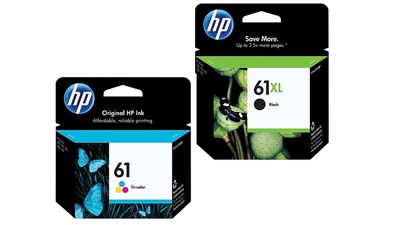 HP 61XL Black High-Yield & 61 Tri-Color Ink Cartridges, 2-Pack (CZ138FN)