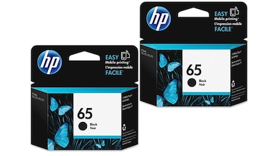 HP 65 Black Standard Yield Ink Cartridges, 2/Pack