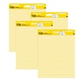 Post-it® Self-Stick Easel Pad Value Pack, 30 Sheets, Ruled, Yellow, 30H x 25W, 4/Pk