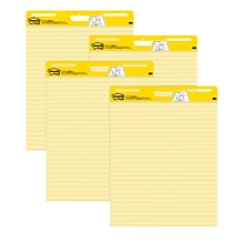 Post-it® Self-Stick Easel Pad Value Pack, 30 Sheets, Ruled, Yellow, 30H x 25W, 4/Pk