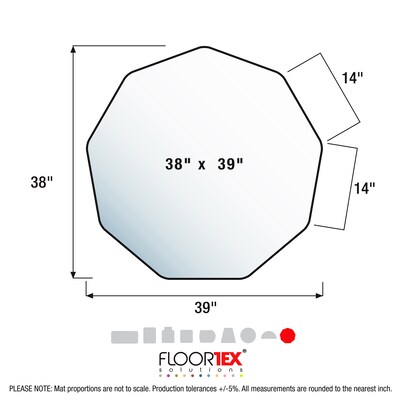 Floortex® 9Mat® 38" x 39" Nonagon Gaming E-Sport Chair Mat  for Carpets up to 1/2", Polycarbonate (FC111001009R)