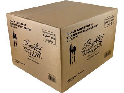 Berkley Square Individually Wrapped Polypropylene Serving Set, Medium-Weight, Black, 250 Sets/Carton (1131225)
