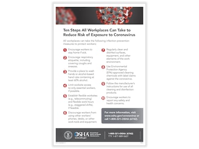 ComplyRight Reduce Risk of COVID-19 Exposure in Workplace Poster (W0021)