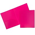 JAM Paper Heavy Duty Plastic Two-Pocket School Folders, Fuchsia Pink, 108/Pack (383HFUB)