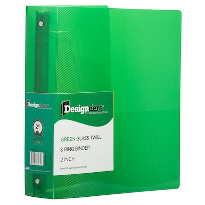 JAM Paper Heavy Duty 2 3-Ring Flexible Poly Binders, Green (820T2GR)