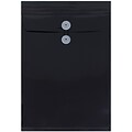 JAM Paper Plastic Envelopes with Button and String Tie Closure, Legal Open End, 9.75 x 14.5, Black,