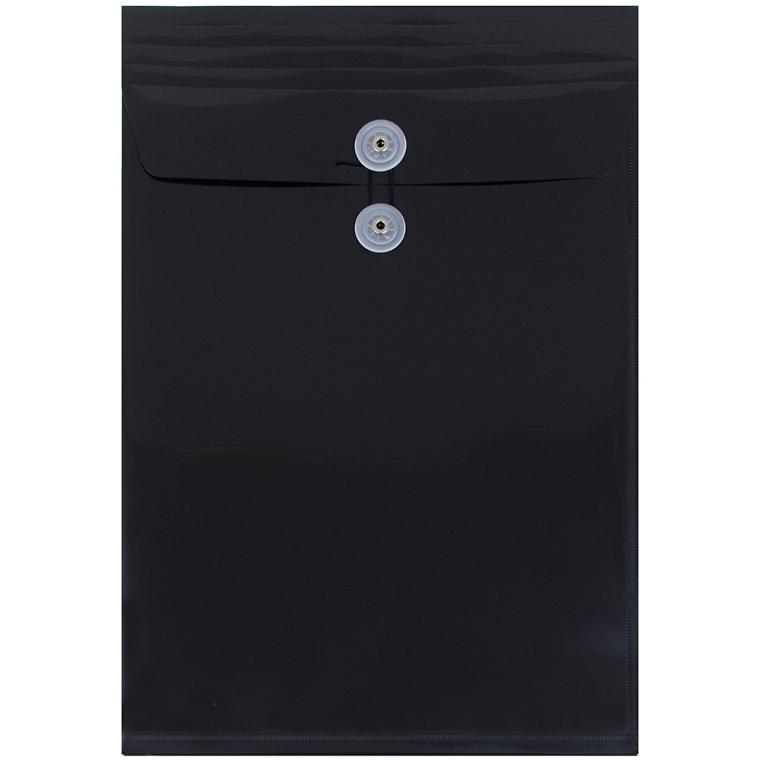 JAM Paper Plastic Envelopes with Button and String Tie Closure, Legal Open End, 9.75 x 14.5, Black, 108/Pack (119B1BLB)