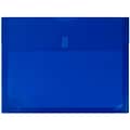 JAM Paper Plastic Envelopes with Hook & Loop Closure, 9.75 x 13 with 1 Inch Expansion, Blue, 12/Pack