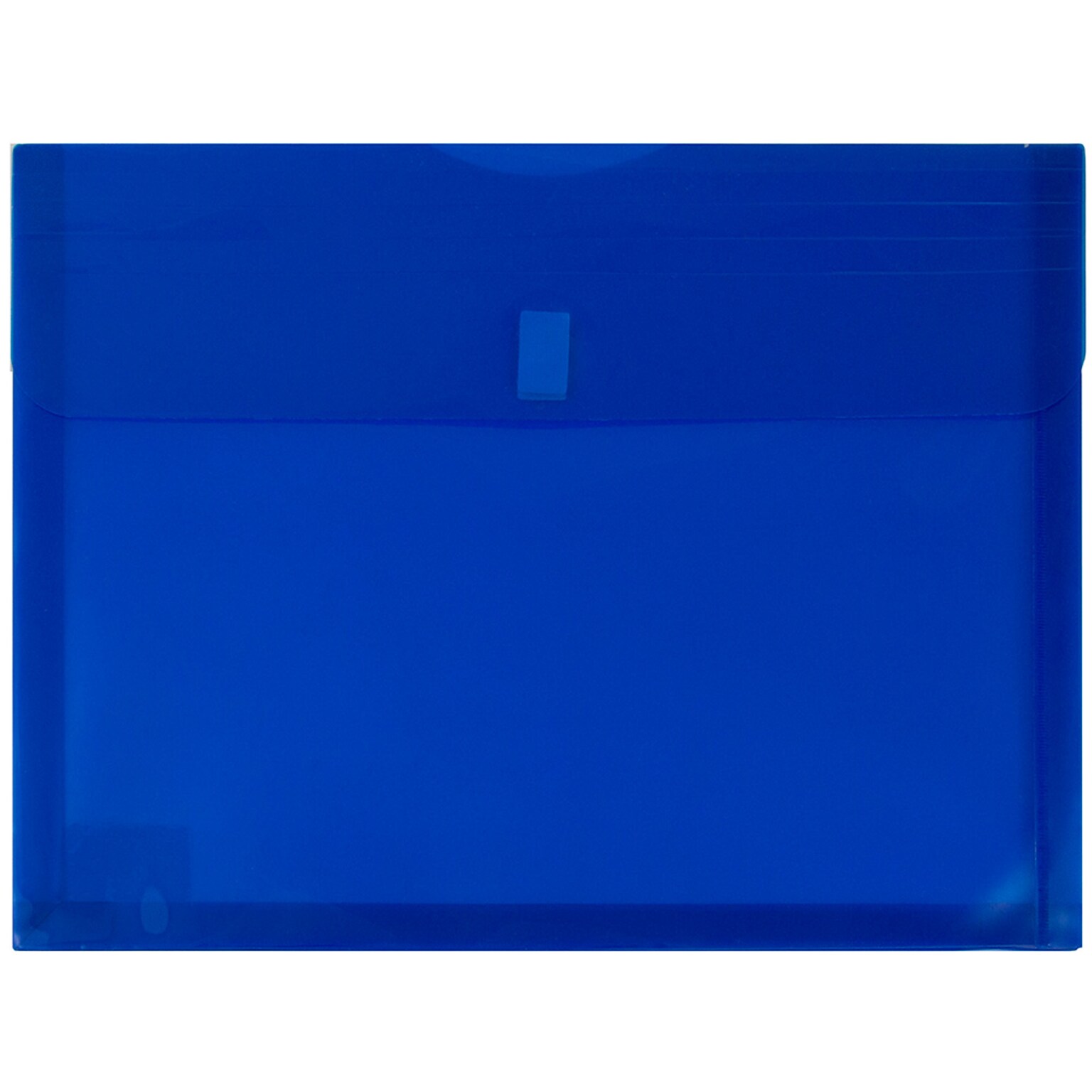 JAM Paper Plastic Envelopes with Hook & Loop Closure, 9.75 x 13 with 1 Inch Expansion, Blue, 12/Pack (218V1BU)