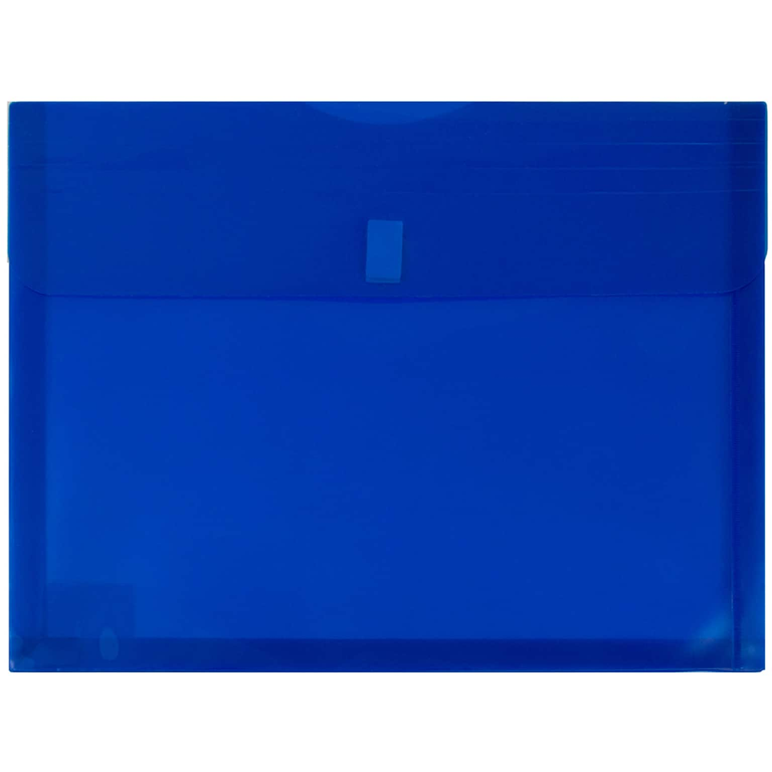 JAM Paper Plastic Envelopes with Hook & Loop Closure, 9.75 x 13 with 1 Inch Expansion, Blue, 12/Pack (218V1BU)