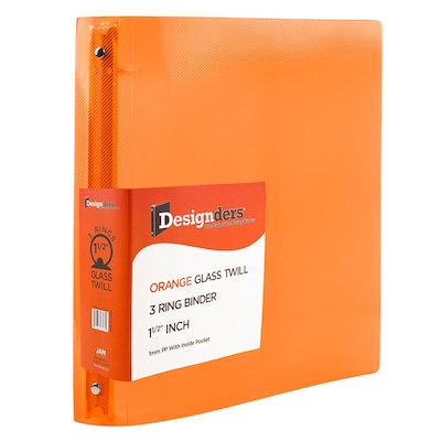 JAM Paper Heavy Duty 1 1/2 3-Ring Flexible Poly Binders, Orange (762T15OR)