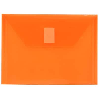 JAM Paper Plastic Envelopes with Hook & Loop Closure, Index Booklet, 5.5 x 7.5, Orange, 12/Pack (920