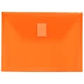 JAM Paper Plastic Envelopes with Hook & Loop Closure, Index Booklet, 5.5 x 7.5, Orange, 12/Pack (920