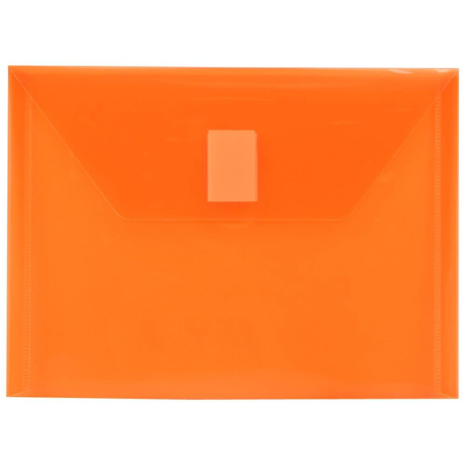 JAM Paper Plastic Envelopes with Hook & Loop Closure, Index Booklet, 5.5 x 7.5, Orange, 12/Pack (920V0OR)