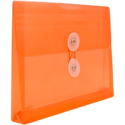 JAM Paper Plastic Envelopes with Button and String Tie Closure, Index Booklet, 5.5 x 7.5, Orange, 12/Pack (920B1OR)