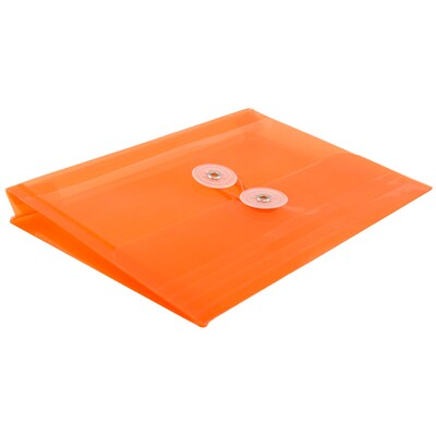 JAM Paper Plastic Envelopes with Button and String Tie Closure, Index Booklet, 5.5 x 7.5, Orange, 12/Pack (920B1OR)