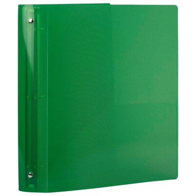 JAM Paper Heavy Duty 1 1/2 3-Ring Flexible Poly Binders, Green Glass Twill (762T15GR)