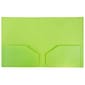 JAM Paper Heavy Duty Two-Pocket Plastic Folders, Lime Green, 108/Pack (383HLIB)