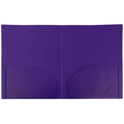 JAM Paper Heavy Duty Plastic Two-Pocket School Folders, Purple, 6/Pack (383NPURPLED)