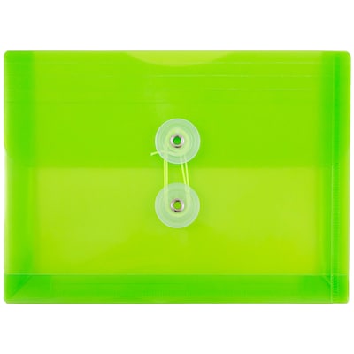 JAM Paper Plastic Envelopes with Button and String Tie Closure, Index Booklet, 5.5 x 7.5, Lime Green