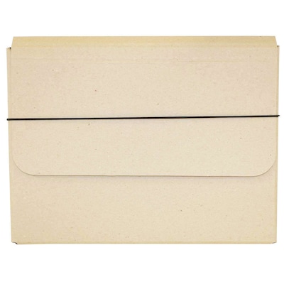 JAM Paper Thick Portfolio File Carrying Case with Elastic, 10 x 1 1/4 x 13 1/4, Natural Kraft, Sold