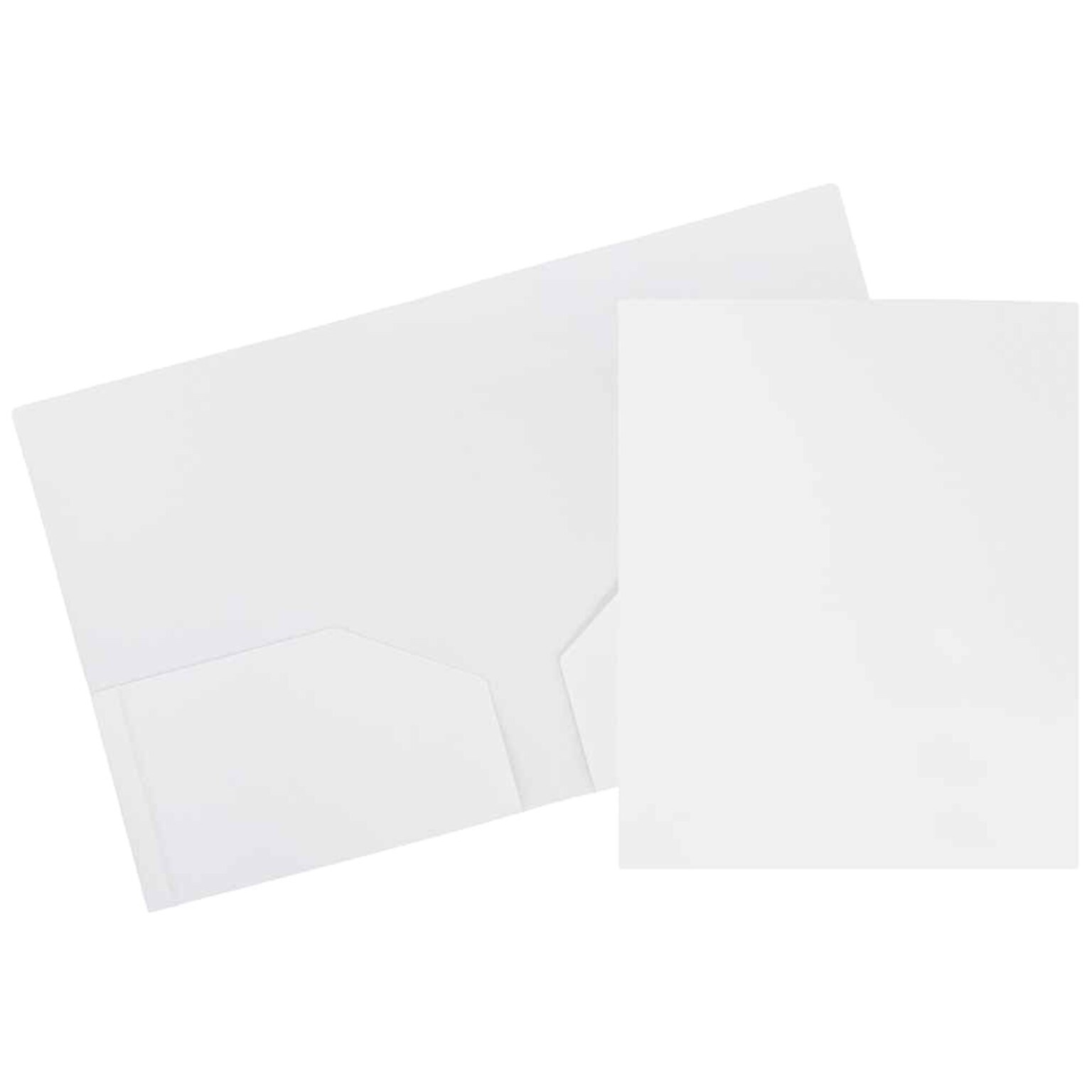 JAM Paper Heavy Duty Two-Pocket Plastic Folders, White, 6/Pack (57404D)