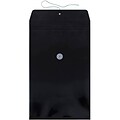 JAM Paper Plastic Envelopes with Button and String Tie Closure, Legal Open End, 9.75 x 14.5, Black,