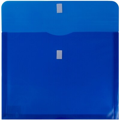 JAM Paper Plastic Envelopes with Hook & Loop Closure, 9.75 x 13 with 1 Inch Expansion, Blue, 12/Pack (218V1BU)